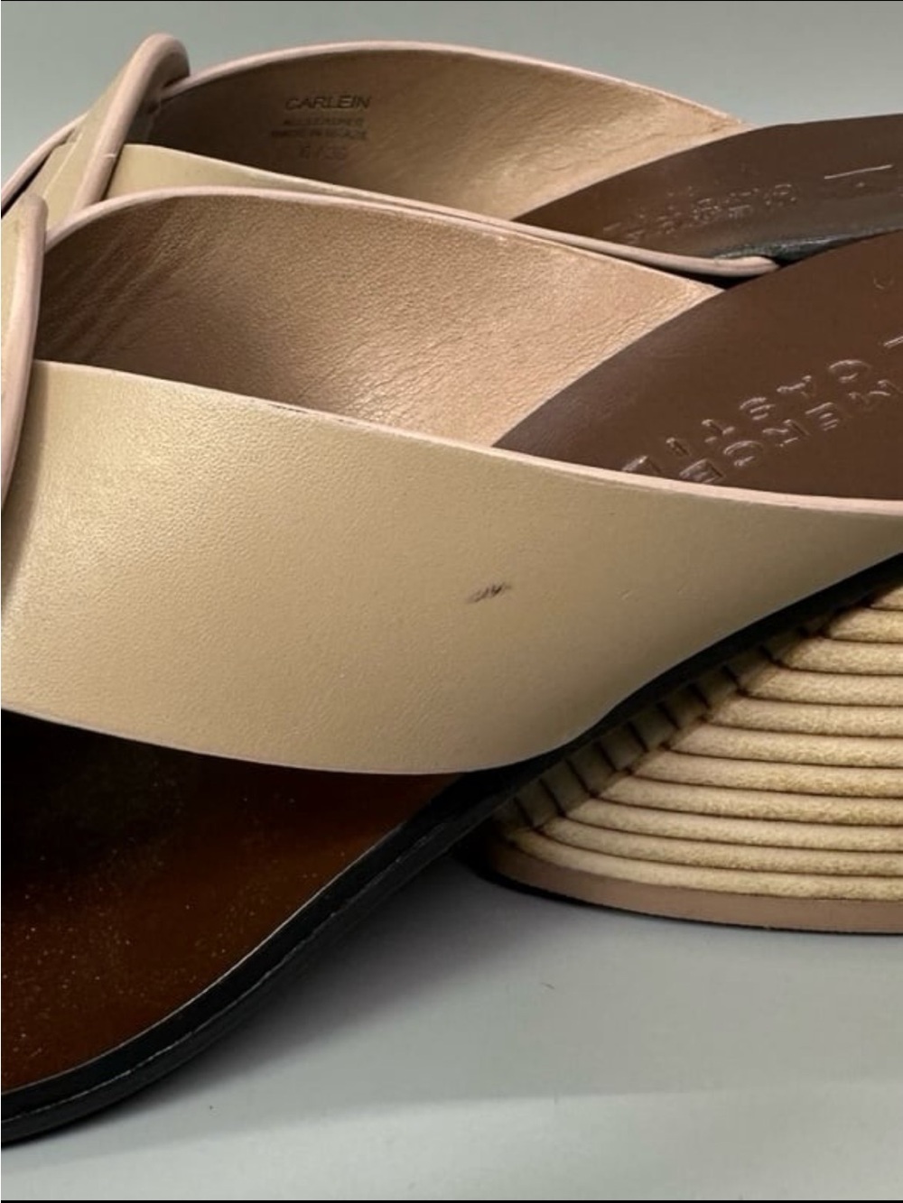 Mercedes Castillo tan leather sculptural wedge heeled Sandals women's size 6 - Picture 10 of 10